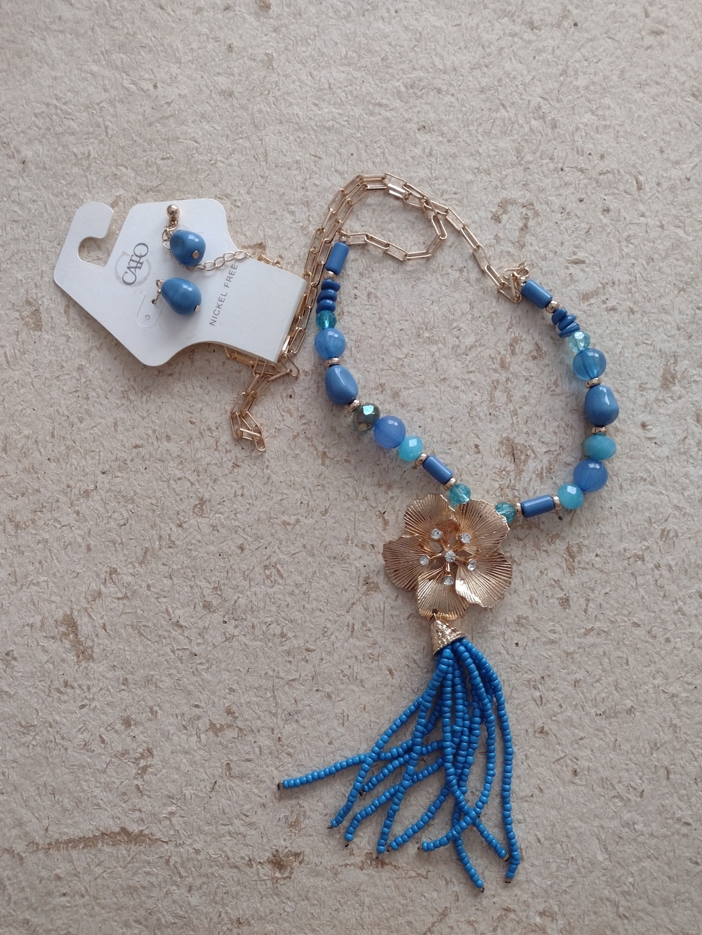 Cato Floral Pendant Necklace Earrings Set